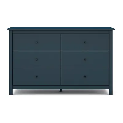 Comodă albastru-închis joasă din lemn masiv de pin 130x80 cm Misti – Marckeric