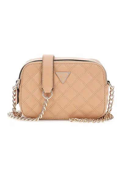 Geanta crossbody din piele ecologica cu aspect matlasat - Bej