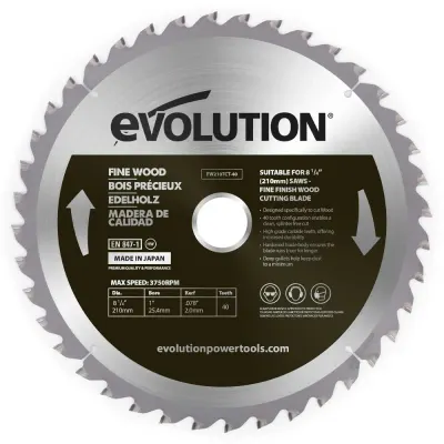 Panza circular pentru taiere fina a lemnului, pentru fierastraie circulare Evolution 210mm, Ø210 x 25.4 mm, 40 de dinti TCT