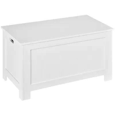 HOMCOM Banca de Depozitare Multifunctionala din Lemn MDF, 2 Manere si Deschidere cu Blocare de Siguranta, 81x40x46cm, Alb