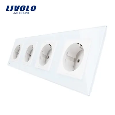 Priza Schuko Cvadrupla Alb