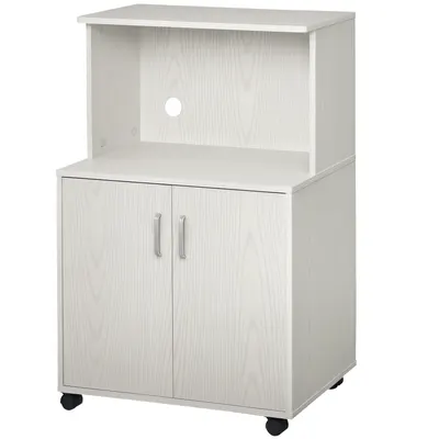 HOMCOM Cărucior cărucior cuptor cu microunde dulap 2 uși - dim. 60,4L x 40,3l x 97H cm - alb | Aosom Romania
