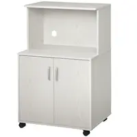 HOMCOM Cărucior cărucior cuptor cu microunde dulap 2 uși - dim. 60,4L x 40,3l x 97H cm - alb | Aosom Romania