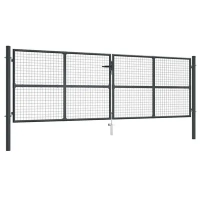 vidaXL Poartă de grădină din plasă, oțel galvanizat, gri, 400x125 cm