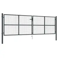 vidaXL Poartă de grădină din plasă, oțel galvanizat, gri, 400x125 cm