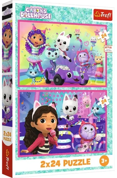 Puzzle pentru copii Trefl din 2 x 24 piese - Joacă cu Gabby