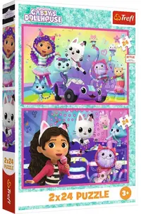Puzzle pentru copii Trefl din 2 x 24 piese - Joacă cu Gabby