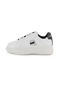 Pantofi sport din piele cu aplicatie cu model monograma - Alb optic