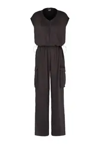 Salopeta dama W SATIN JUMPSUIT - Poliester - Negru - Negru