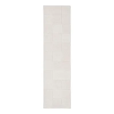 Covor tip traversă fildeș țesut manual din lână 60x230 cm Checkerboard – Flair Rugs
