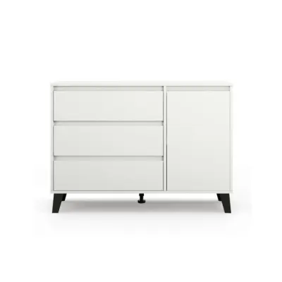Comoda BORG, 1 usa, 3 sertare, alb, 110x38,8x78,4 cm