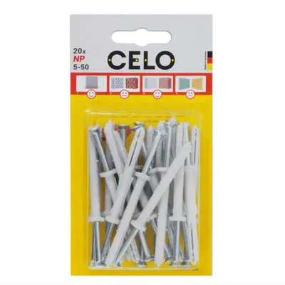 CELO Blister Nail plug NP 5-50 pre-assembled, FB flat rim plug cu countersunk surub (PZ2), zincat