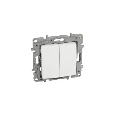 Intrerupator Niloé - 2 module + single live -10 AX -250 V~ -auto. terminals -alb