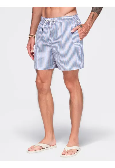 Costume de baie barbati cu croi regular - material seersucker - uscare rapida OM-SRSS-0214 - Gri