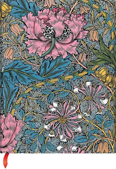 Carnețel Paperblanks Morris Pink Honeysuckle - 13 x 18 cm, 72 coli de hârtie, cu linii largi