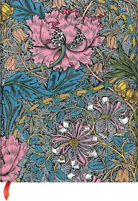 Carnețel Paperblanks Morris Pink Honeysuckle - 13 x 18 cm, 72 coli de hârtie, cu linii largi