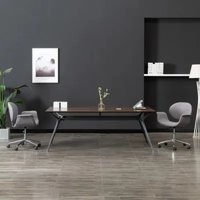 vidaXL Scaun de birou pivotant, gri, material textil