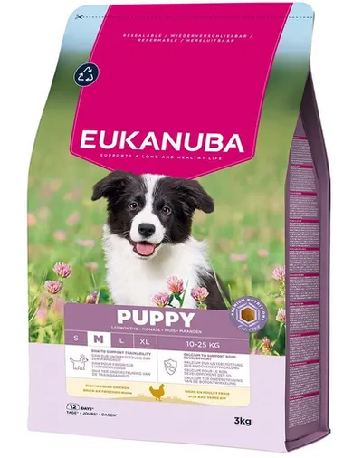 EUKANUBA Puppy Medium Breeds Chicken 3 kg hrană căței rase medii cu pui proaspăt