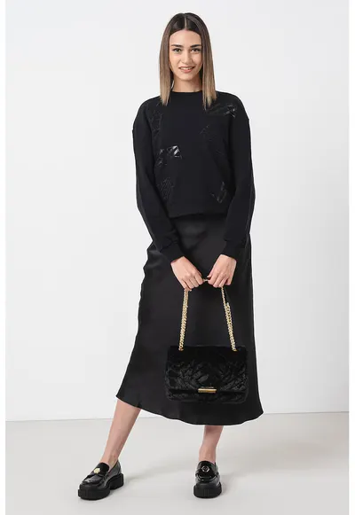 Bluza de trening cu logo - din bumbac - Negru
