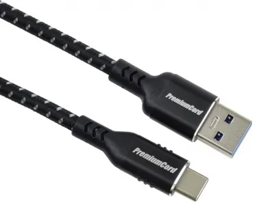 Cablu USB 3.2-A la USB type C T-T 3m brodat Negru, ku31cx3