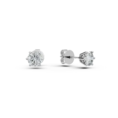 Cercei solitaire din aur alb cu diamante de 1.04ct