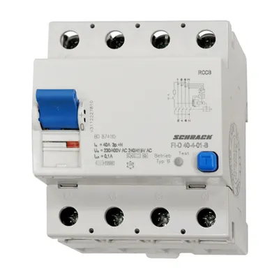 Intreruptor diferential 40A, 4-poli, 100mA, tip B