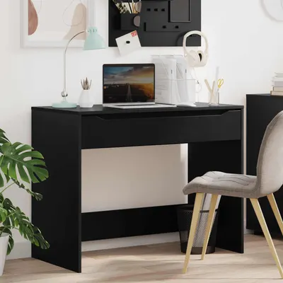 vidaXL Birou cu sertar Negru 100 x 50 x 78 cm Lemn prelucrat