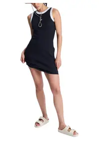 Rochie bodycon Iconic Days - guler inalt - fara maneci - neagra - bumbac/elastan