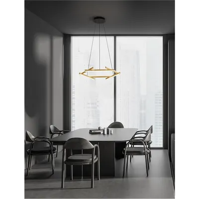 Lampa suspendata HYDE Brushed Auriu & Negru Aluminiu & Acrylic LED 38W 220-240V 2046Lm 3000K IP20 Triac Dimabil