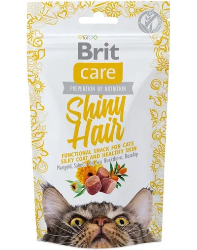 BRIT Care Cat Snack Shiny Hair recompense pentru pisici, sustine sanatatea pielii si blanii 50 g