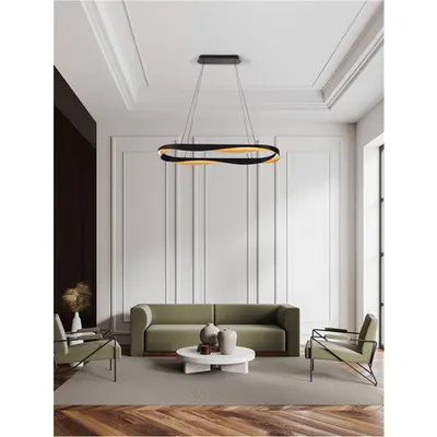 Lampa suspendata RADON Triac Dimabil Mat Negru & Auriu Aluminiu LED 62 Wat 220-240Volt 3093Lm 3000K IP20