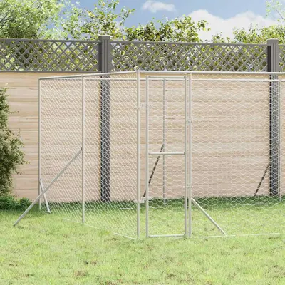 vidaXL Padoc de exterior pentru câini argintiu 8x8x2 m oțel galvanizat
