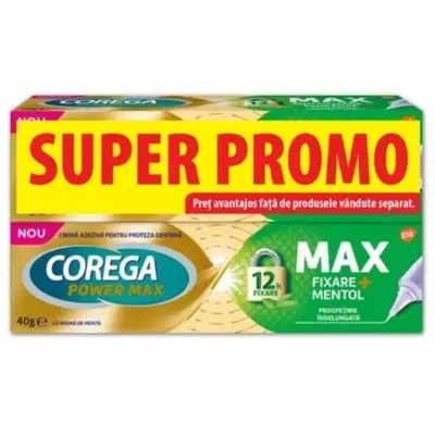 Corega Power Max Fixare+mentol 40g 1+1 Pachet Special