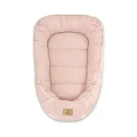 Cosulet bebelus, Qmini, Pentru dormit, Baby Nest 55 x 75 cm, Husa 100% muselina dubla, Material certificat Oeko Tex Standard 100, Powder Pink