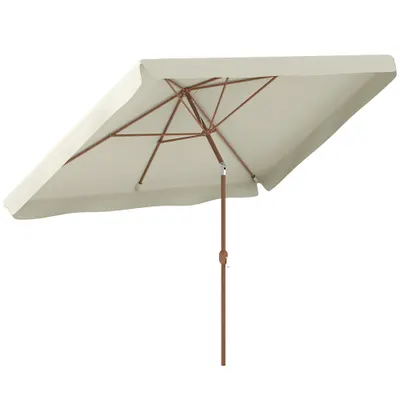 Outsunny Umbrelă de Grădină 2x3 m Înclinabilă cu Deschidere cu Manivelă, Ventilare și Margini Plisate, Anti UV 50+, Aluminiu și Poliester 180 g/㎡, Bej | Aosom Romania