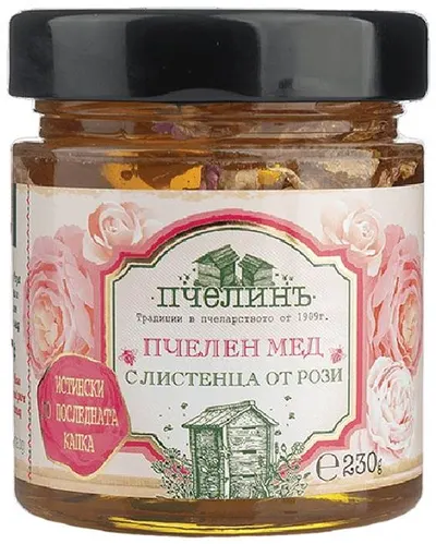 Miere cu petale de trandafir, 230 g, Pchelin