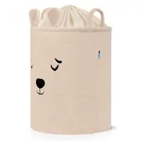 Cos pliabil cu manere rezistente Premium Fluffy Toy Boucle Bear Beige 43 litri