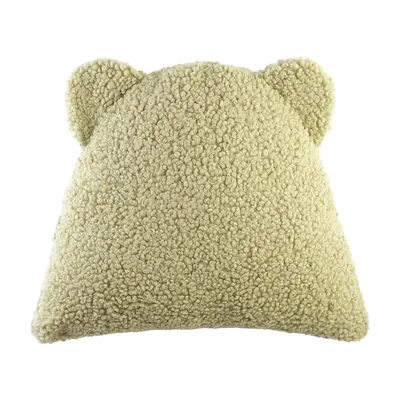 Pernă decorativă pentru copii verde cu tapițerie din țesătură bouclé Bear – Wigiwama