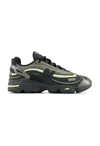 Pantofi sport 1000 din plasa cu aplicatie logo laterala - Negru/Verde deschis/Grej