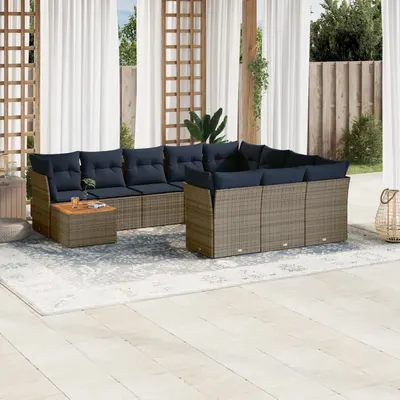 Gossi set canapele de gradina cu perne, 11 piese, gri, poliratan
