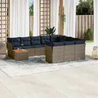 Gossi set canapele de gradina cu perne, 11 piese, gri, poliratan