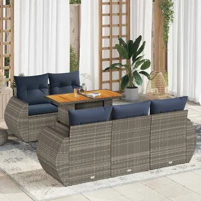 Gossi set mobilier gradina cu perne, 6 piese, gri, poliratan