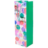 Pungi colorate pentru sticle cu mesaj Happy Birthday, mix 4 modele (set 12 buc) - Default Title