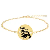 Sole - Bratara personalizata din argint 925 placat cu aur galben 24k "Love you Mom"