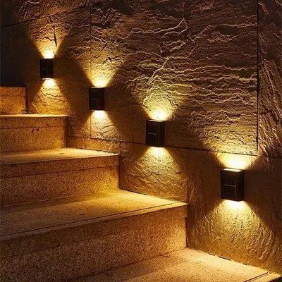 Set 4 x lampa solara cu lumina bidirectionala