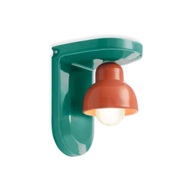Applique 1 Luce / Wall Lamp Deco Berimbau Finish Tup - Turchese+arancio Pokè C2600