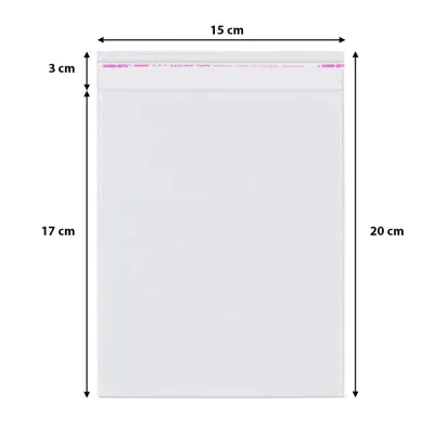 Pungi cu clapetă adezivă - lungimi între 2 și 40cm (set 1000 buc) - 15x20cm