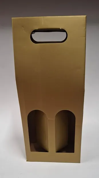 Cutie cadou pliabilă din carton pentru 2 sticle de vin – format 0,75 L, engros, rosu,auriu, argintiu