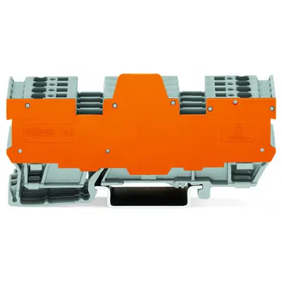 1-conductor/1-conductor terminal block for pluggable modules; 8-pole; with 2-conductor terminal blocks; with 2 jumper positions; with orange separator plate; for DIN-rail 35 x 15 and 35 x 7.5; 4 mm²; CAGE CLAMP®; 4,00 mm²; gray