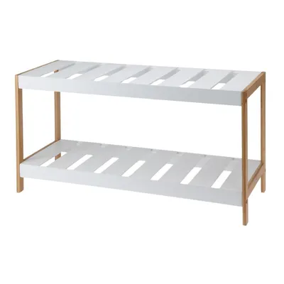 Suport pentru încălțăminte – Excellent Houseware | 2 rafturi, bambus & MDF, 70x26x36 cm, alb/maro